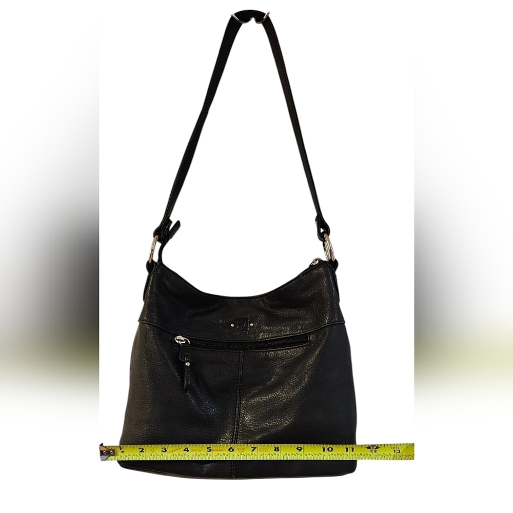 Stone Mountain - Pebbled Genuine Leather  Black Medium Bag Pink Fabric Lining‌ - Picture 10 of 12